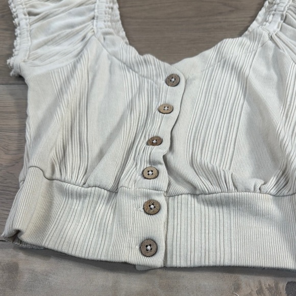 We the Free Women’s Cream Button-Down Crop Top - Picture 2 of 8